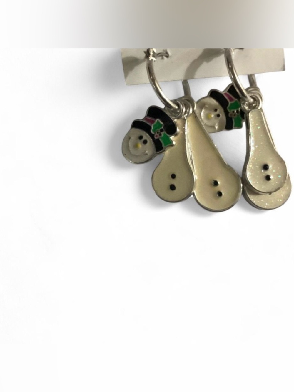 Snowman Enamel Hoop Earrings, 1.5 Inches – Festive Holiday Jewelry - Picture 4 of 5